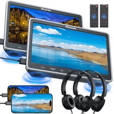 2X 10.1" Full HD Car Headrest Monitor USB SD HDMI 1080P Video DVD Player Headset