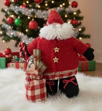 Russ Berrie Judy Lynn Collection Handmade Stuffed Santa 13" x 11" Priced to Sell