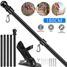 Flag Pole Kit Flagpole Bracket Adjustable Easy to Install Detachable for Garden