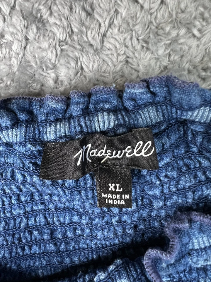 Madewell Dress Womens XL Blue Floral Cotton AOP Short Sleeve - Image 2 of 4