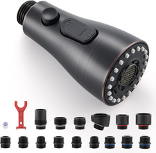3-Function Pull Down Kitchen Faucet Sprayer Head with 15 Connectors