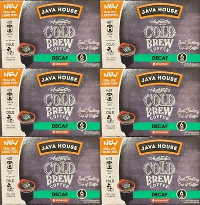 Java House Authentic Cold Brew Decaf Coffee Dual Use Liquid Pods 6 Pks Of 6 Pods