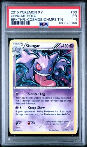 2015 POKEMON XY BREAKTHROUGH COSMOS-CHAMPIONS TIN #60 GENGAR-HOLO PSA 1