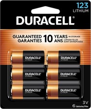 Duracell CR123A 3V Lithium Battery, 6 Count Pack of 1 , 3 Volt High Power...