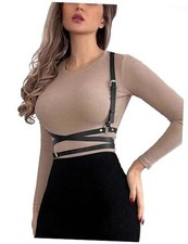 Leather Harness for Women Fashion Goth Chest Pu Black Harness Top Body Punk
