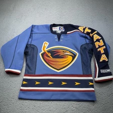 Atlanta Thrashers Hockey Jersey Youth Small Medium Blue NHL CCM Air Knit Sweater