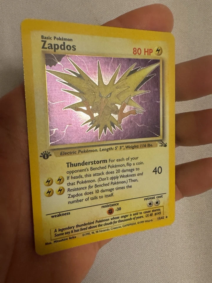 1999 Pokemon - 1st Edition Zapdos Holo Rare - Fossil 15/62 WOTC Legendary Bird - Image 3 of 4