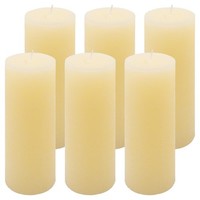 6Er Set Rustik-Kerze Creme HöHe 20 Cm Ø 7,5 Cm Lange Brenndauer Rund-Kerze