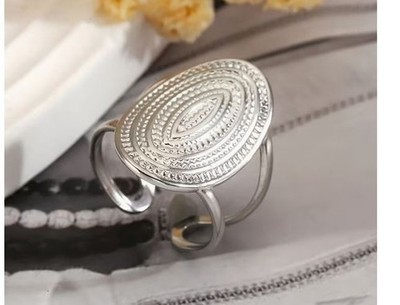 Ring Fingerring abstraktes Muster größenverstellbar Edelstahl silber