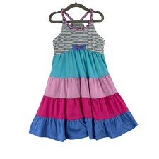 Jona Michelle Tiered Ruffle Dress Little Girls 6 Pink Blue Princess Trapeze