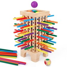 Montessori Game Wooden Board Game, 42 Colorful Wooden Sticks Dice Game Math E...
