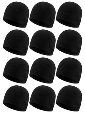 12 Pcs Fleece Beanie, Black, Large