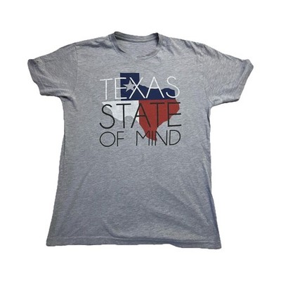 Texas State of Mind Graphic Gray Men's Crew Neck Short Sleeve T-Shirt