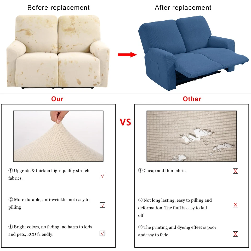 2 Sitzer Sesselschoner Liegestuhlbezug Sesselhusse Sesselschoner für Fernsehs... - Bild 3 von 4