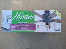 Hunter Lincoln 52 In’  Ceiling Fan W/ Light 5 Blade Model #53365