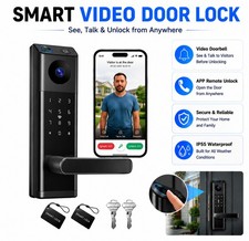 Smart Lock w/ Camera Keyless Entry Door Lock w/ Handle Fingerprint,Built-in WiFi
