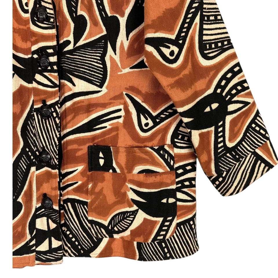 Chaqueta Ashro Africana Estampado Afrocéntrico Tallada Máscara Botón Algodón Forrado Prendas Artísticas M Foto 2 de 4
