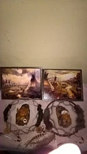 NATIVE AMERICAN ;--2 x 3 D WALL HANGINGS +  2 x pictures (Pls read on)