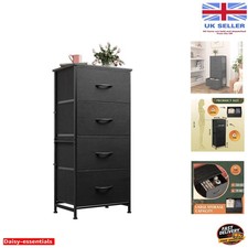 Elegant 4-Drawer Fabric Storage Unit with Wood Top - Black Chest of Drawers