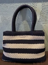 The Sak Crochet Tote Bag Multicolor Woven Double Braided Handles New