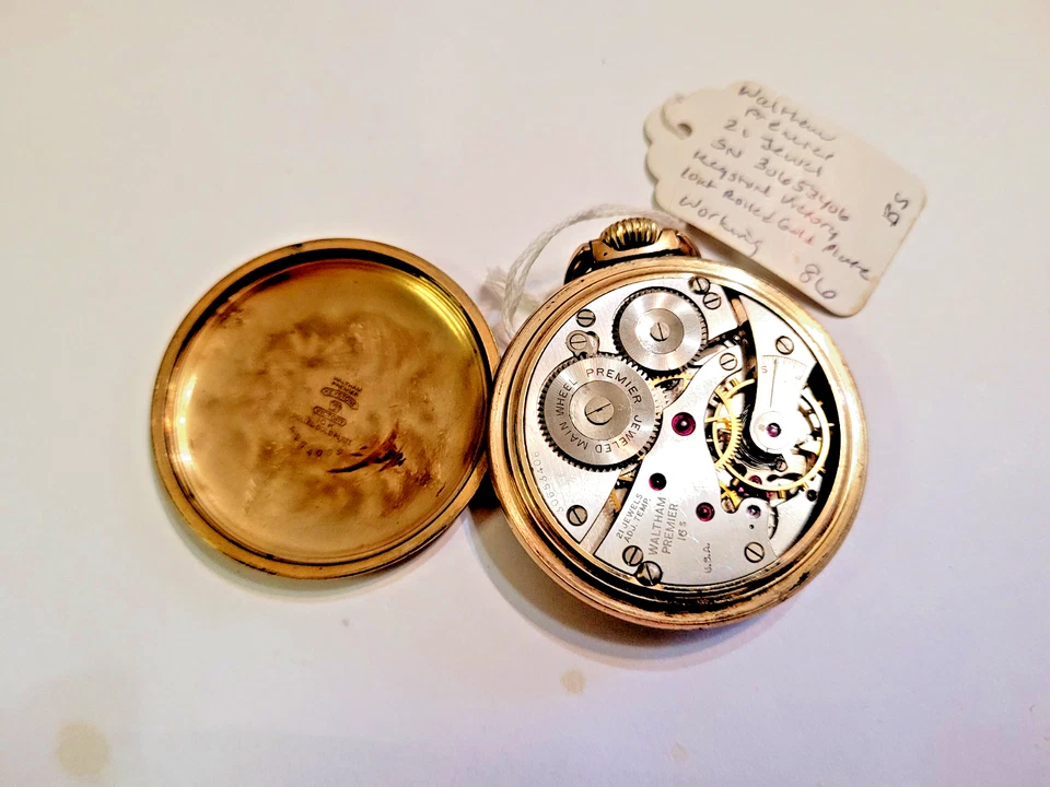 Vintage 1908 Waltham “Premier” 21 Jewels Size 16 Pocket Watch - Image 4 of 4