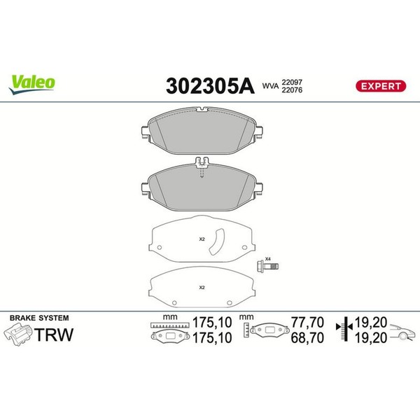 Valeo 302305A Bremsbelagsatz FüR Mercedes Benz E Klasse C Cls W205 S205 C205-image