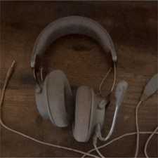 Gray Over-Ear Headset 3.5mm Jack Double Earpiece Boom Microphone Headband