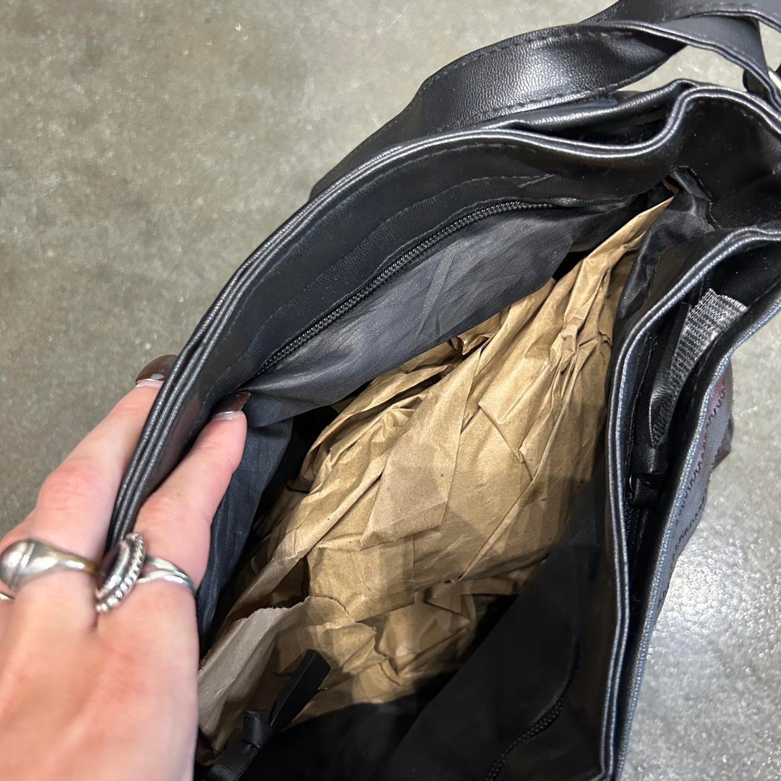 Vintage 90s Patchwork Black Leather Multicolor Re… - image 3