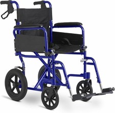Transport Chair 12 Inch Wheels, 300 lb Capacity, Lightweight Folding Wheelchair
