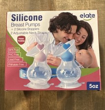 ELATE Silicone Breast Pumps Set Of 2 Wearable Adjustable Neck Straps.