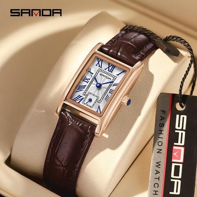 SANDA 1116 Women Quartz Watch Rectangle Dial Elegant Business Water Resistant