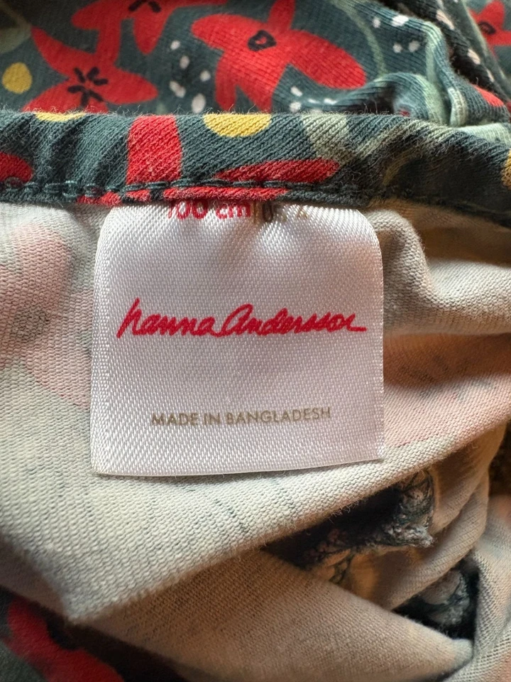 Hanna Andersson Girls 100 Cm Size 4 Floral Long Sleeve Dress Green & Red - Image 3 of 4