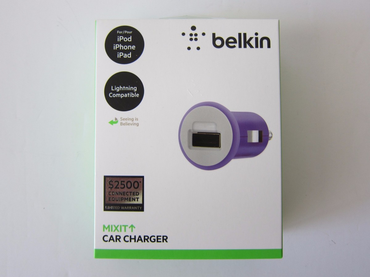 belkin cigarette charger Belkin F8J002ttPUR MIXIT Car Charger with USB Port - 2.1 AMP Purple New