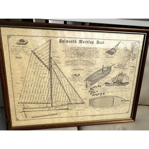 Vintage framed 1978 Falmouth Working Boat Print Planaship Maritime Publications - Picture 2 of 7