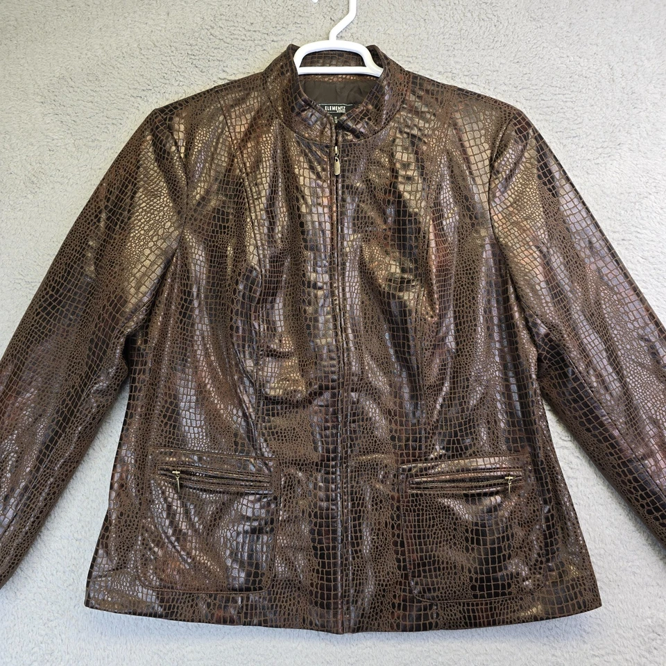 Elementz Womens Jacket Plus Size 1x Lot of 3 Brown Business Casual Animal Print - Image 3 of 4
