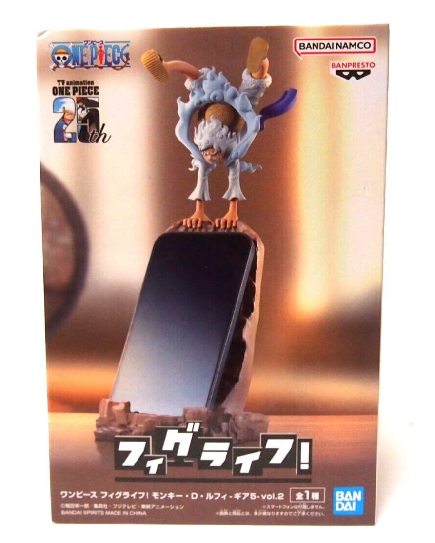 Figura de una pieza Fig Life! Soporte para teléfono móvil D. Luffy Gear 5 BANDAI Japón