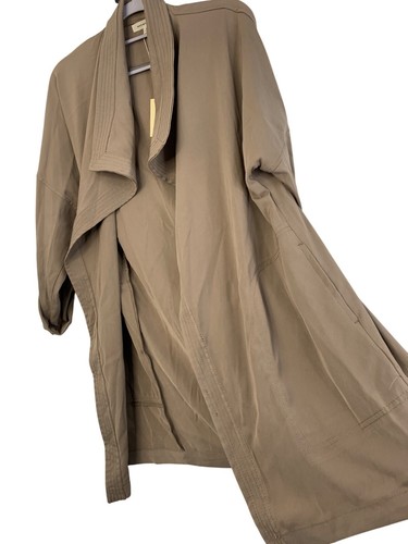 New Max Studio Drape Open Cardigan Jacket M Mocha Twill Waterfall Roll Tab $128