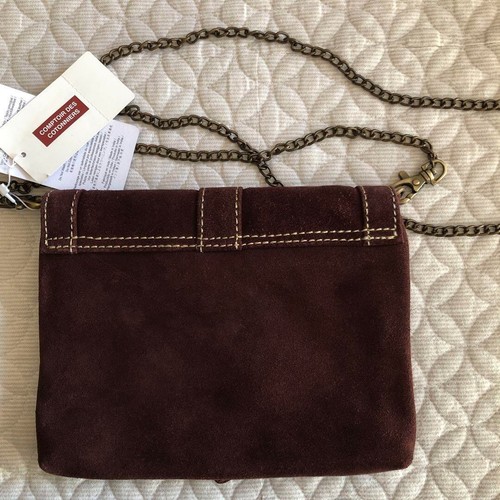 Borsa pochette Comptoir des Cotonniers pelle scamosciata catena tracolla marrone NUOVA! - Foto 4 di 6