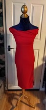 Ladies Boohoo Tall Off The Shoulder Midi Dress Red Size 6