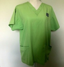 Dickies Womens Scrub Top Medical Assistant Embroidered Green Uniform Hospital