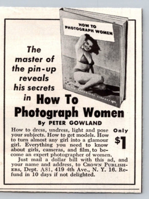 1955 Print Ad Crown Publishers NY NY How to Photograph Women Peter Gowland