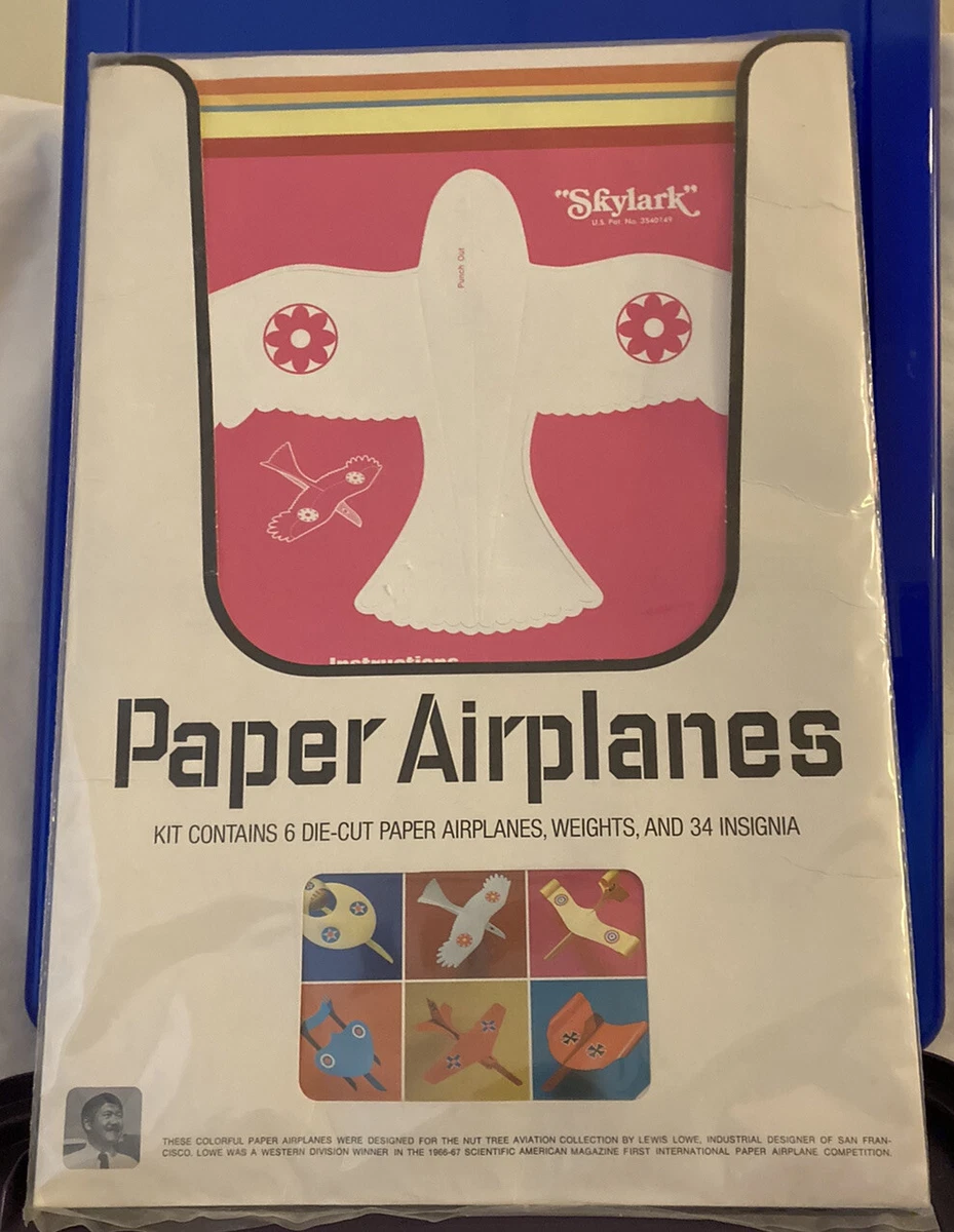 Vintage 1966 Large Colorful Die Cut Paper Airplane Nut Tree Lewis Lowe NIP