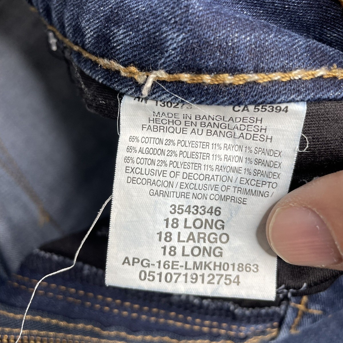 Lee Jeans Women's Size 18 Long Perfect Fit Cotton Blend Denim Blue