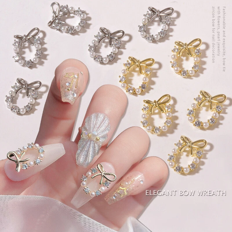 3D Rhinestone Crystal Nail Art Garland Pearl Dangle Charms Christmas Nail  Dec~C2