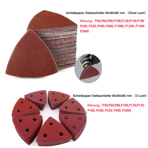 Sanding triangles triangle sandpaper delta grinder 80x80mm Velcro without/3 hole - Picture 1 of 12