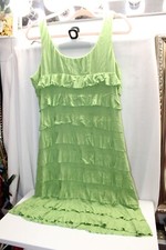 Tango Mango Sleeveless Stop Tiered Ruffled Lime Green Rayan Lycra Midi Dress XL