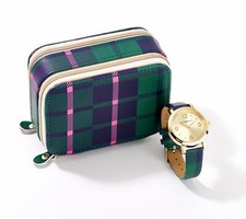 QVC Isaac Mizrahi Live! Plaid Watch and Jewelry Box Set