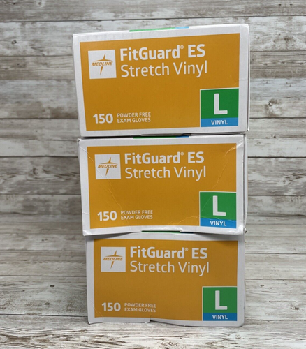 Guanti da esame MEDLINE FITGUARD ES in vinile elasticizzato 3 ammaccature taglia: GRANDE, *Vedi data* - Foto 1 di 7