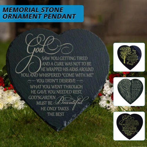 Cuore Lutto Memoriale Pietra Simpatia Regalo Giardino Marcatore Angelo Alette Pietra - Foto 2 di 14