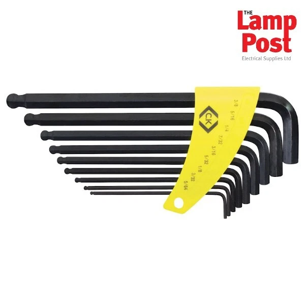 CK Tools T4444I Allen Key Set Ball Ended Long Arm Hex Shank Imperial 5/64"-3/8" - Image 2 of 2